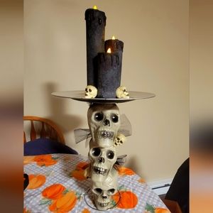 3/$10 Halloween Skull Display w/ Candles